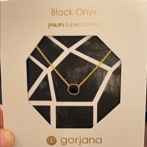 Gorjana black onyx necklace with gold plated chain